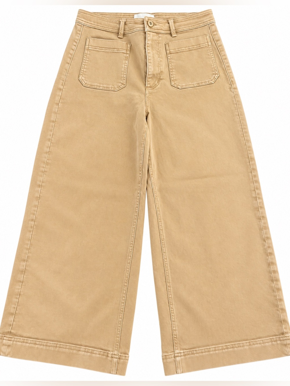Everlane Wide Leg Crop Pants Khaki Tan High Rise Patch Pocket Women’s 10